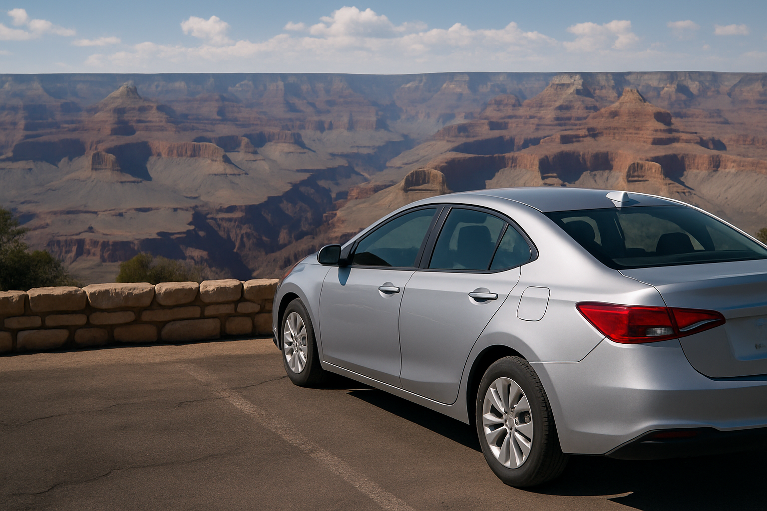 A rental car at a Grand Canyon overlook