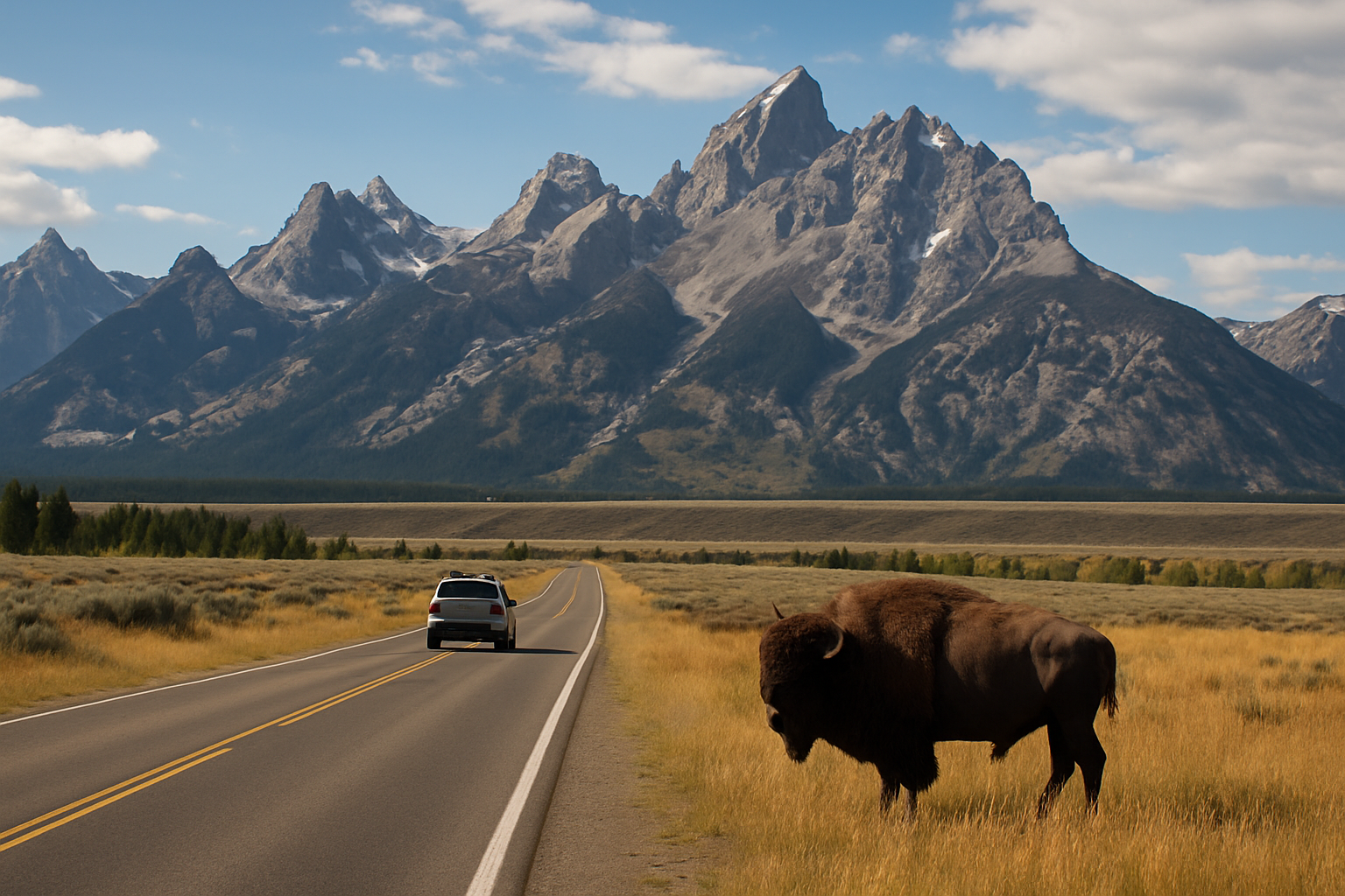 Driving the Teton Park Road with wildlife