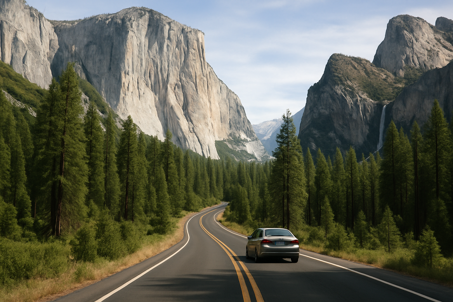 Driving into Yosemite Valley