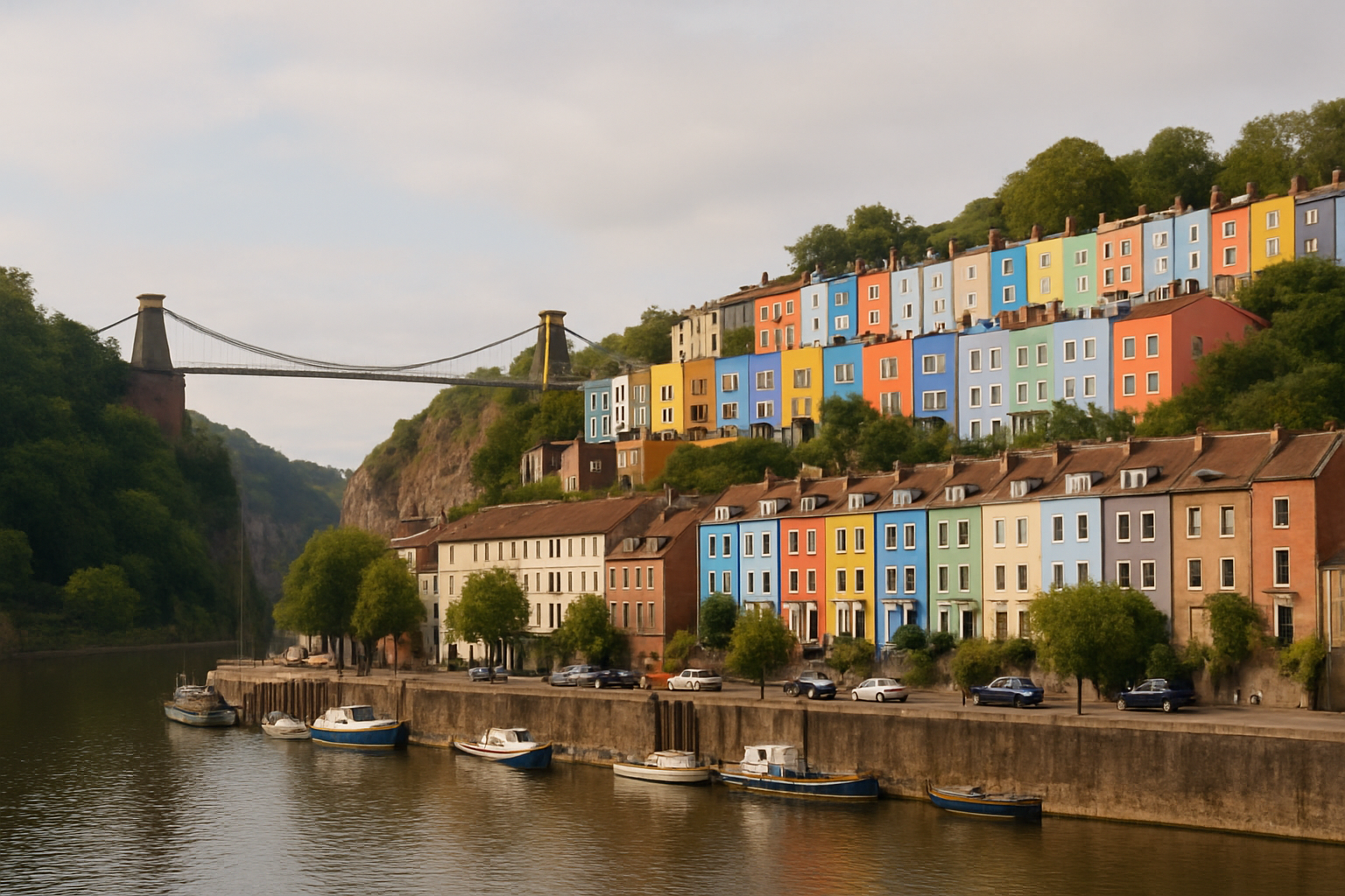 Bristol harbourside and suspension bridge