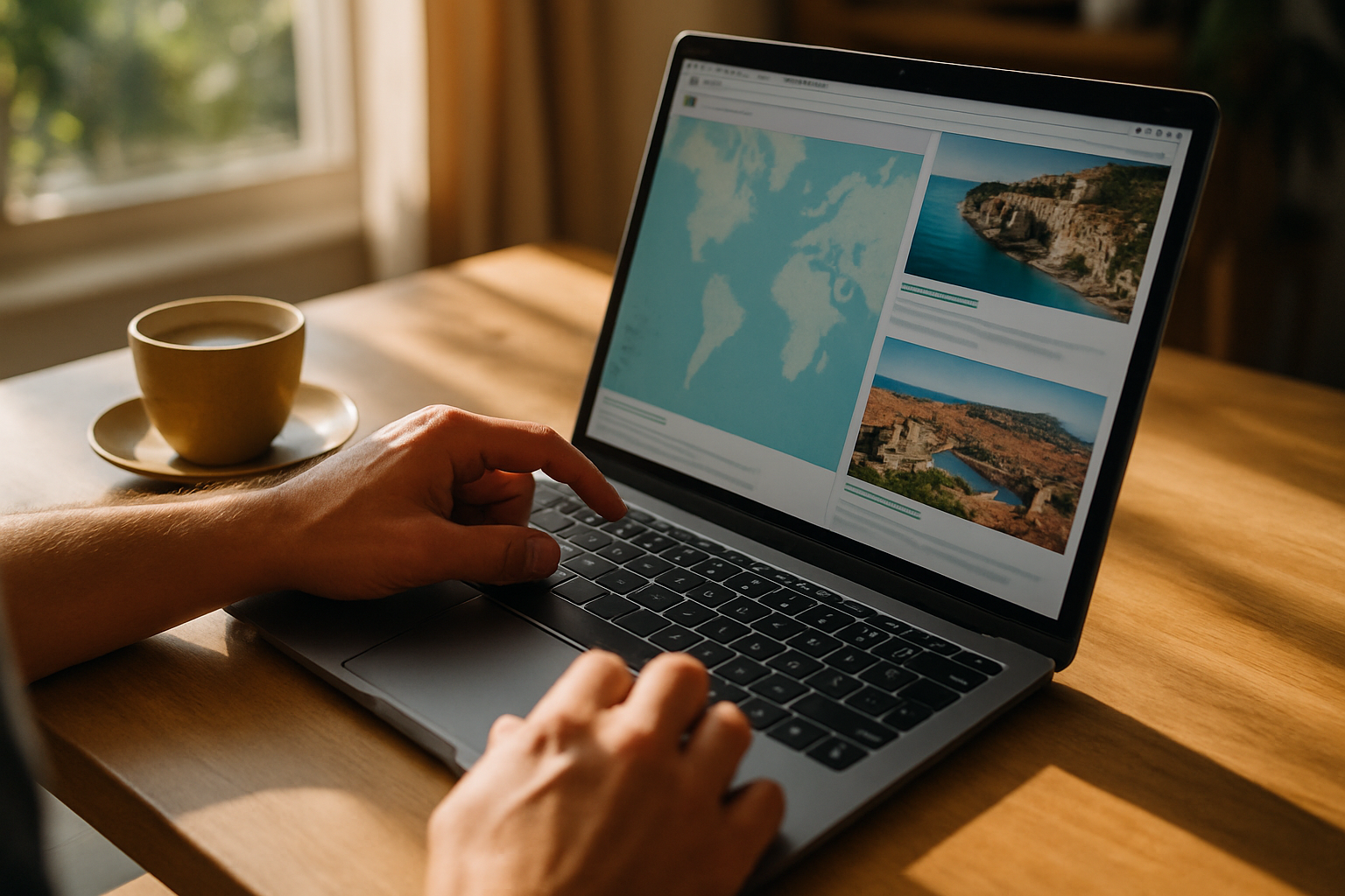Comparing rental car prices on a laptop