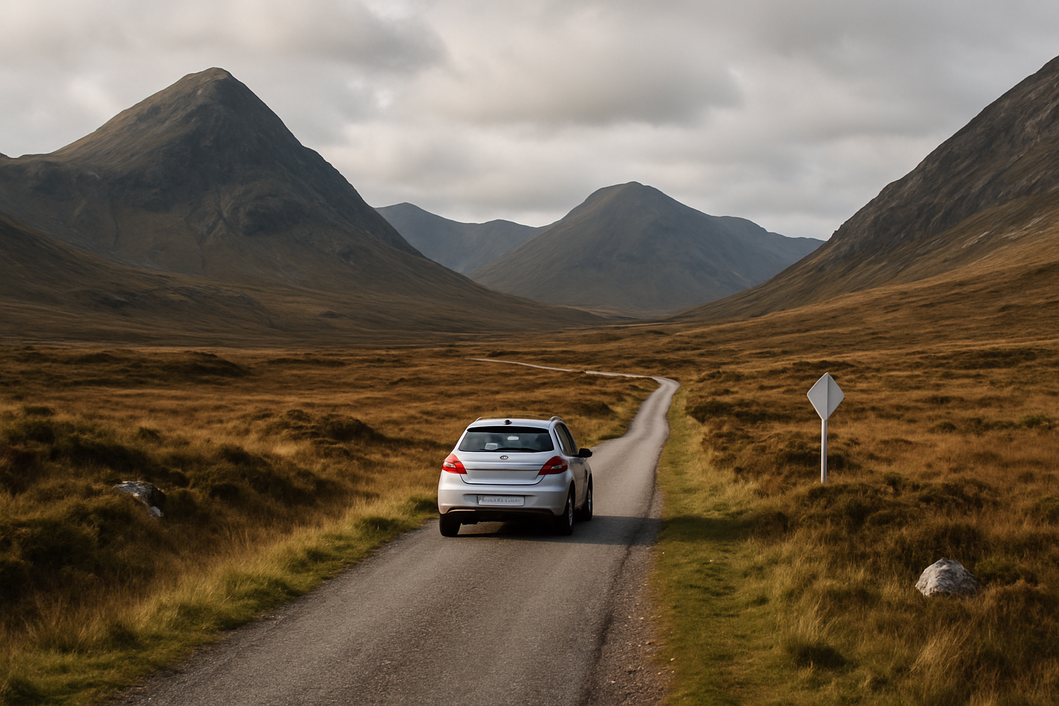 Driving a single-track road on the North Coast 500