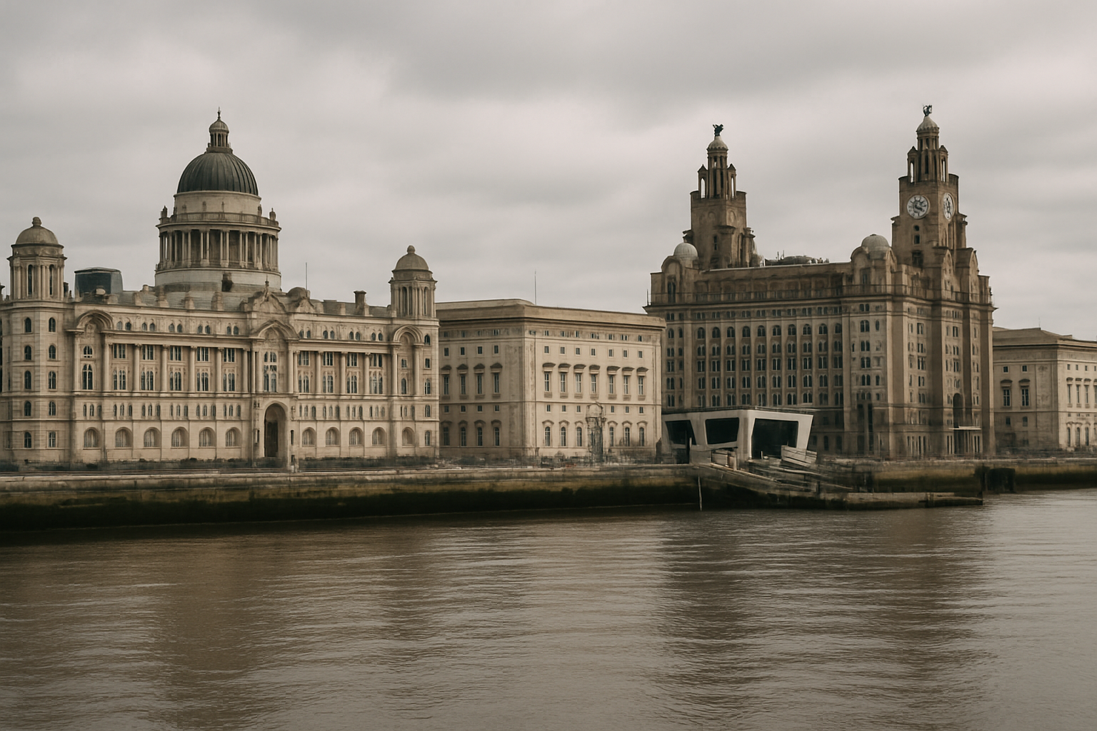 Liverpool waterfront with historic architecture