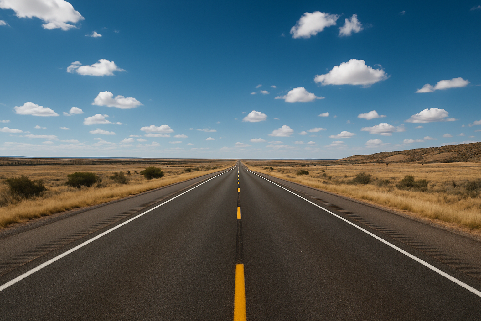 Open American highway stretching to the horizon