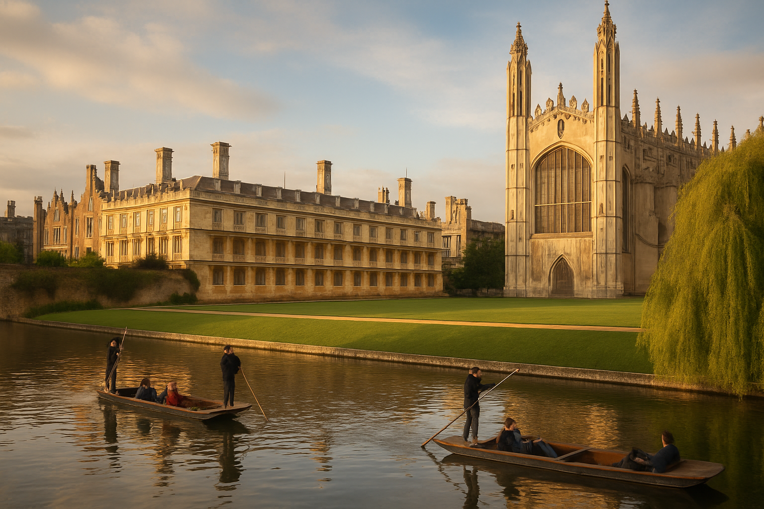 Cambridge river and college architecture