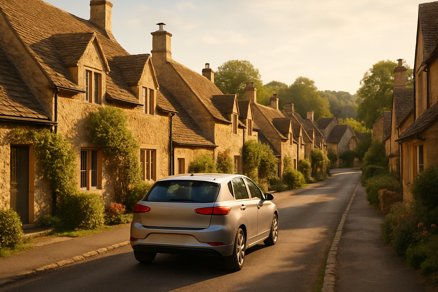 Driving through the Cotswolds from Oxford